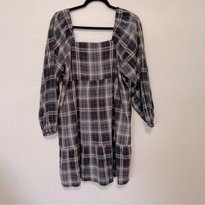 Blu dahlia woman’s plaid mini tiered dress XL fall cottage core praire boho chic